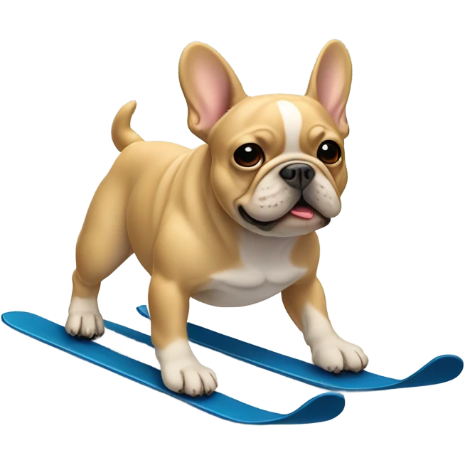 Tan French bulldog skiing emoji
