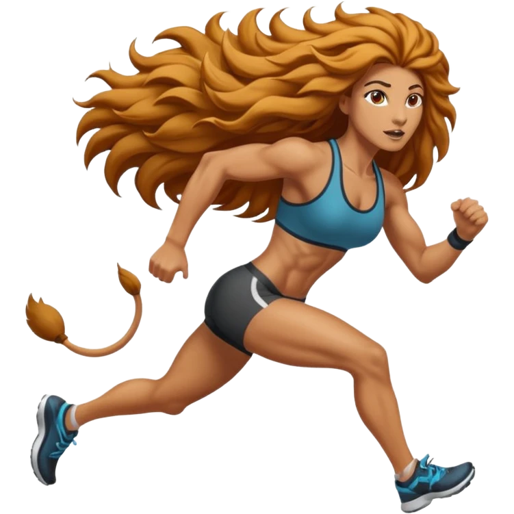 High resolution of a running women lion emoji