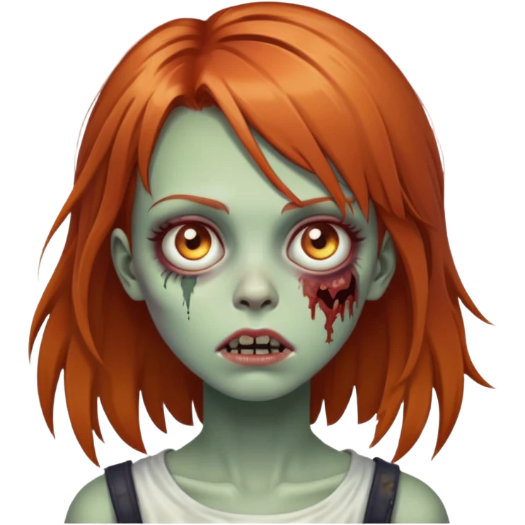 zombie girl with ginger hair and side fringe emoji