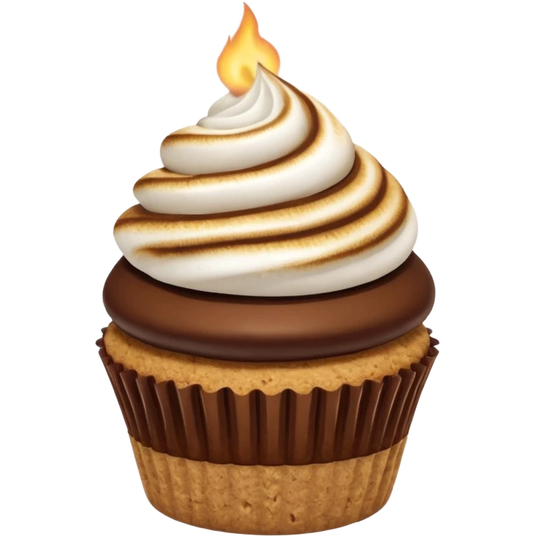 S’mores cupcake with chocolate and graham cracker emoji