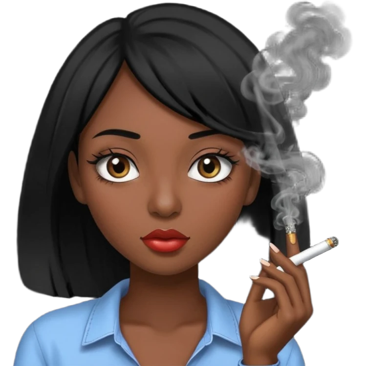 Black hair girl with long eyelashes smoking a blunt emoji