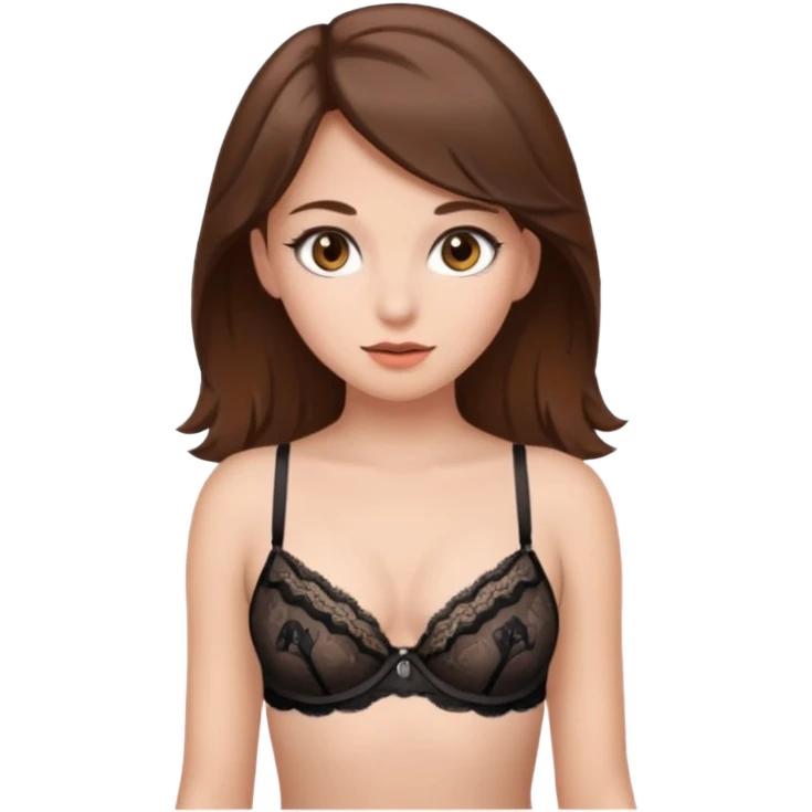Девушка с серыми глазами и каштановыми волосами в нижнем белье emoji