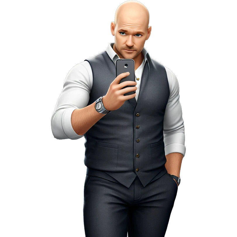 bald male in stylish outfit emoji