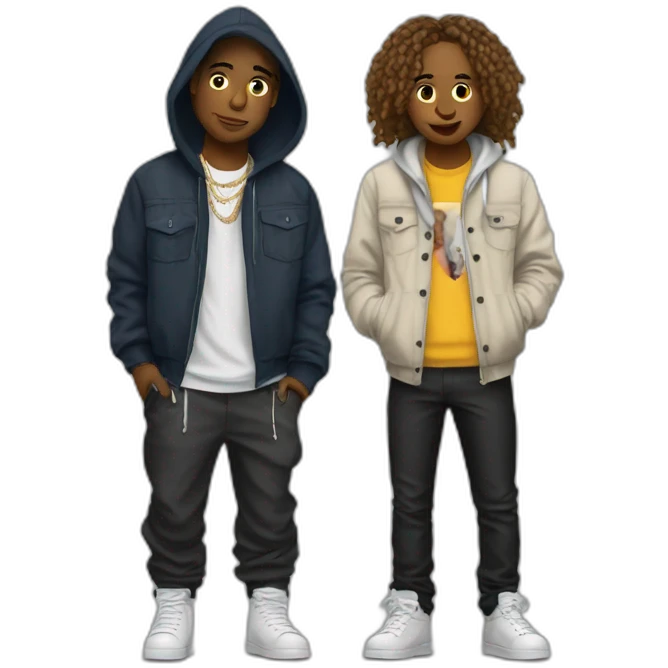 young artist with rapper flow, baggy clothes emoji