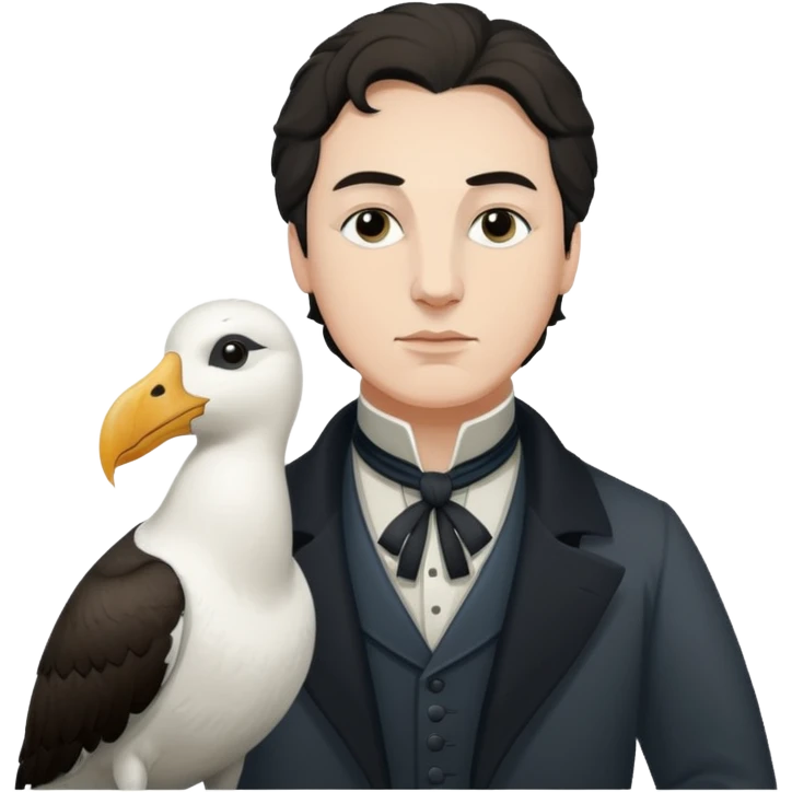 SAMUEL taylor Coleridge standing next to an albatross emoji