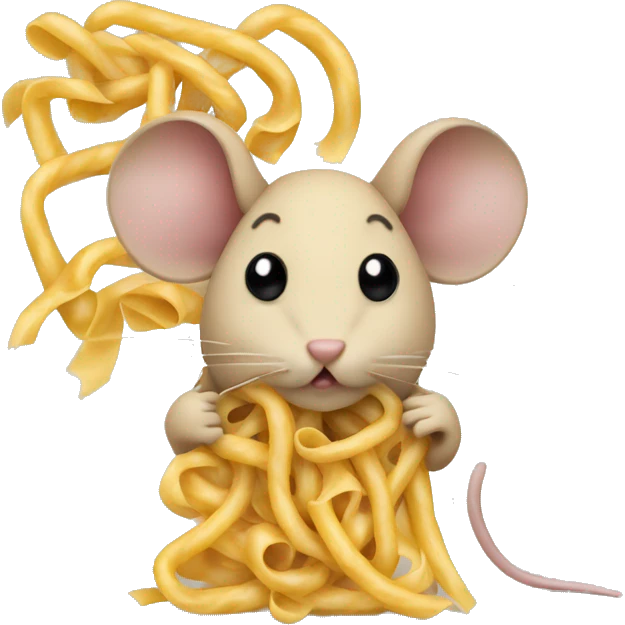 Mouse stuck in a piece of pasta emoji