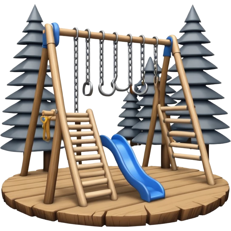 Playground with metal monkey bars and wood stepping logs emoji