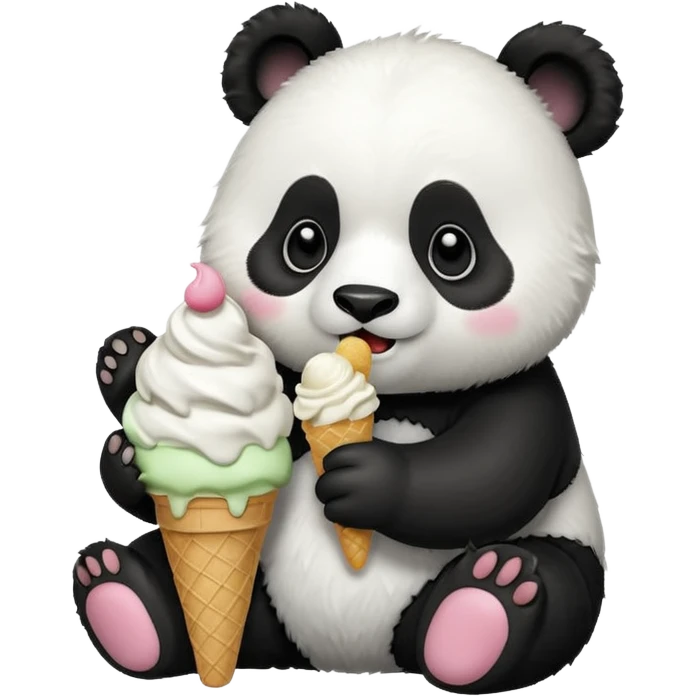 Panda eating ice cream emoji