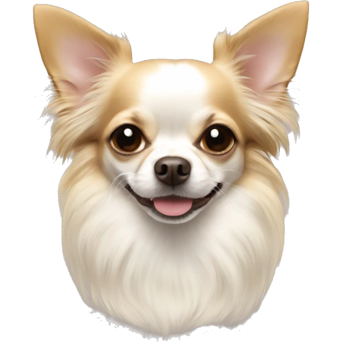 White and sable long haired apple head chihuahua  emoji