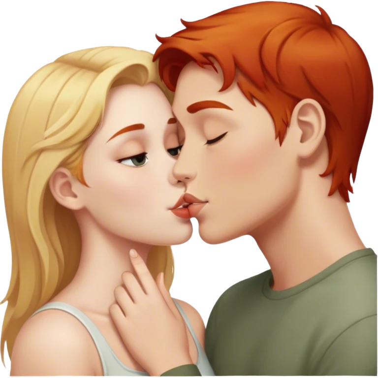 Blonde girl kissing redhead boy  emoji
