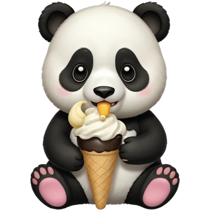 Panda eating ice cream emoji