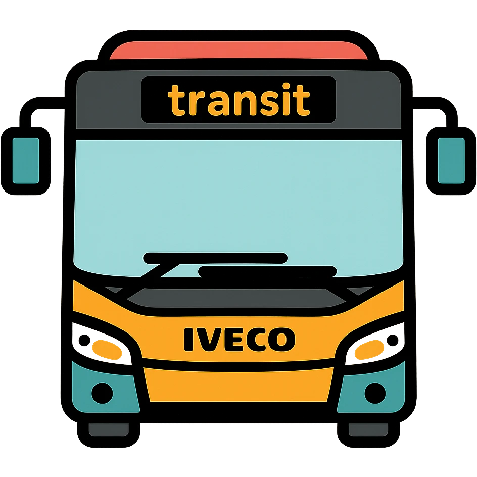 Iveco Urbanway 12m city bus, front view, detailed, for digital sticker emoji