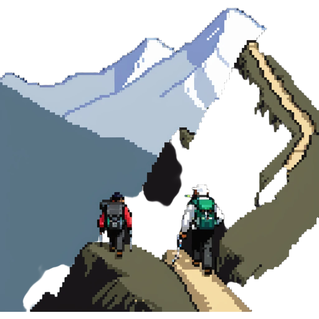 sherpa guiding a business person up a mountain emoji