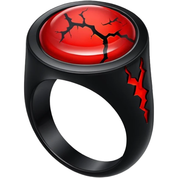 iOS sticker, cursed ring, black shades, red crack, minimal emoji