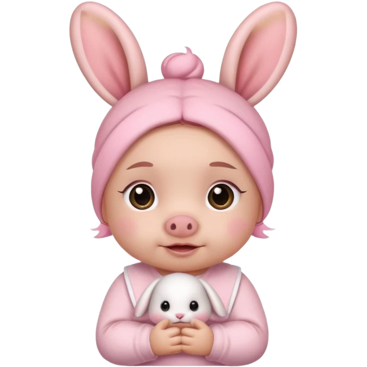 bunny ear accessory wearing baby piggy bun hair emoji