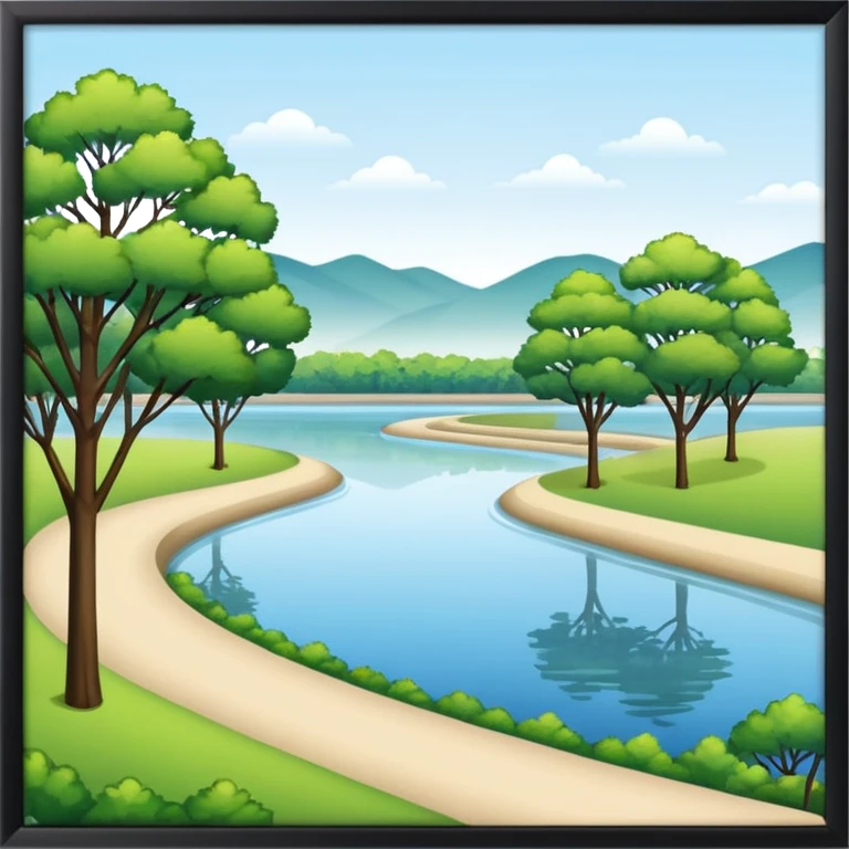 Hangang river with trees and park emoji