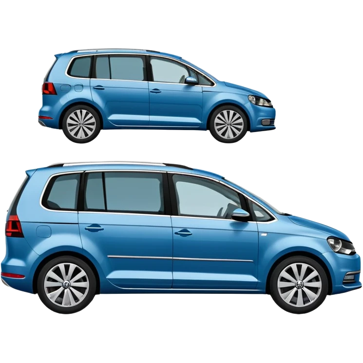 Blue VW Touran family car from side view emoji
