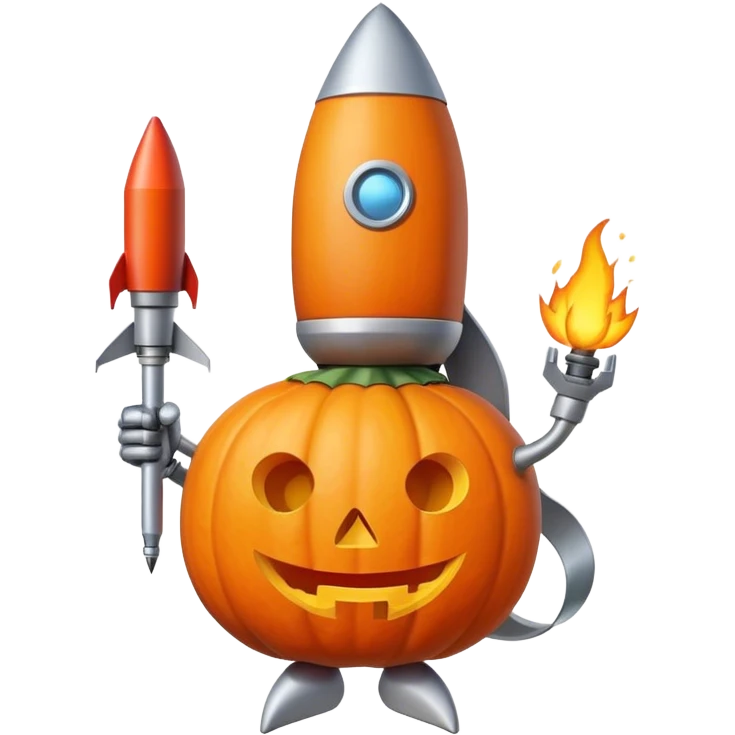 pumpkin with a rocket in the hand emoji