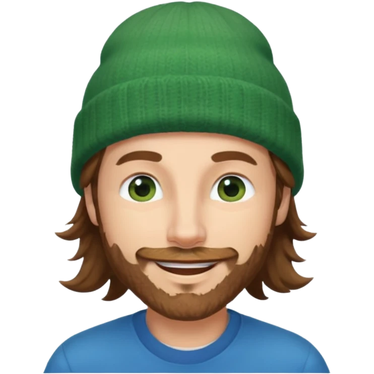 white man
aged 40,
Blue eyes, 
mid length brown wavy hair,
Green beanie hat,
Stubble
Smiling and winking emoji
