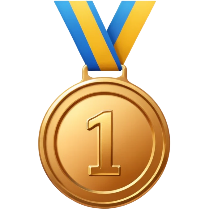 a gold medal with a number 1 emoji