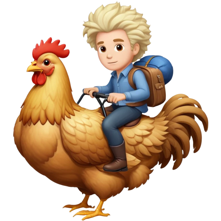 White man with huge hair riding on chicken emoji