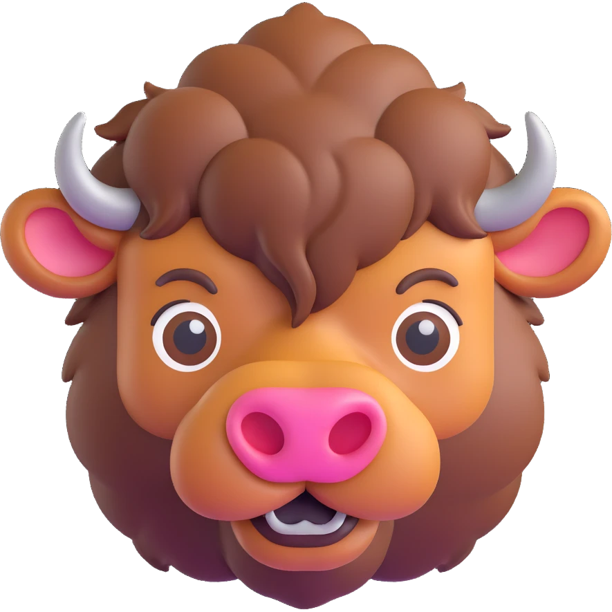 bison, 3D emoji style, soft shading, lively and expressive, suitable for app icon emoji
