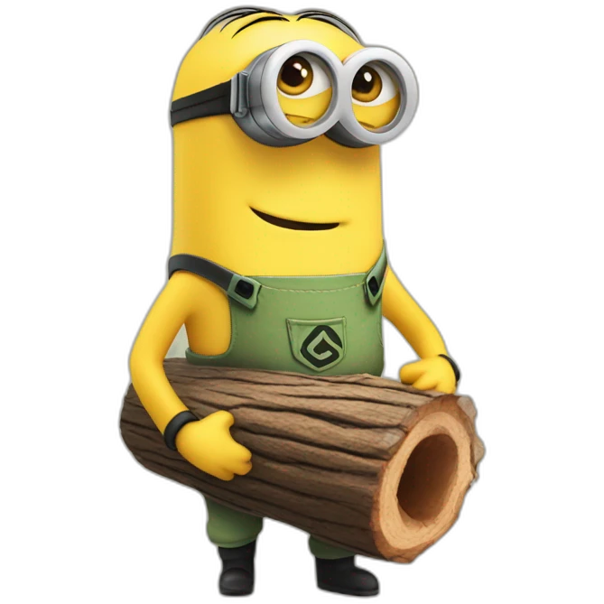 cute minion hugging a log emoji