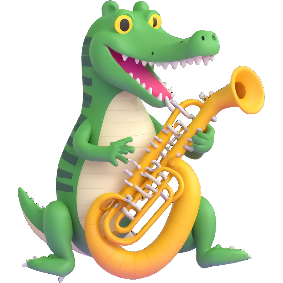 crocodile playing a bombardino euphonium emoji