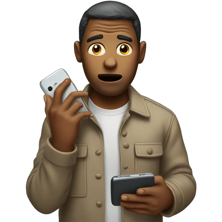 Person with phone afrid  emoji