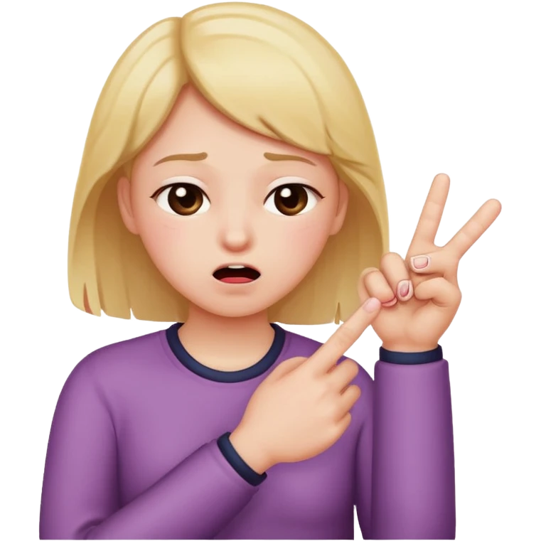 blushing holding up middle finger in one hand and choking self with other emoji