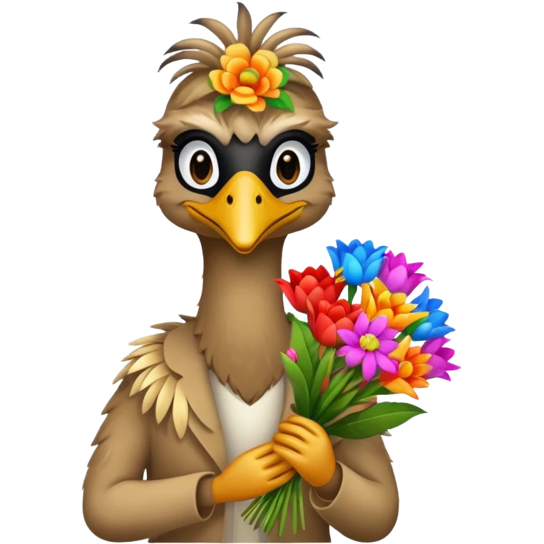 Emu holding flowers  emoji