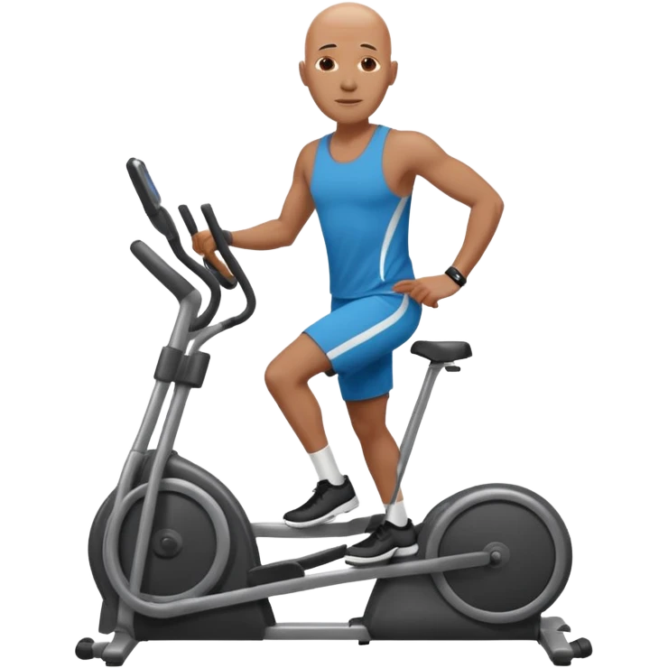 bald African American man on elliptical machine emoji