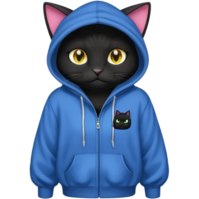 Black cat wearing a hoodie fursona (full body) emoji