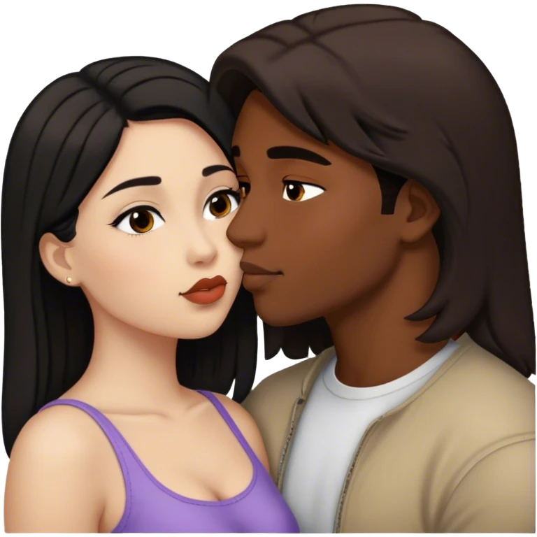 two girls and 1 guy kissing emoji