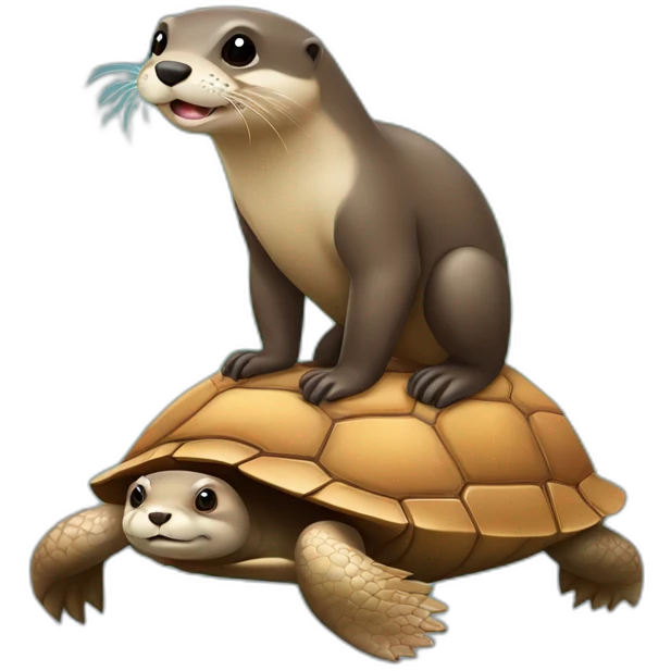 loutre sur une tortue emoji