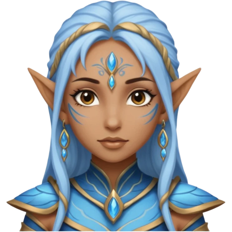 ESO female water elf with scale skin warrior with lashes and earrings emoji