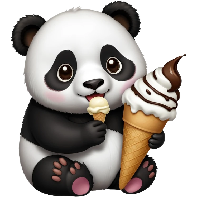 Panda eating ice cream emoji