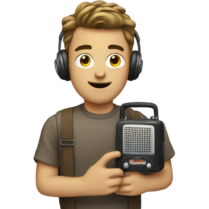 guy holding radio in love  emoji