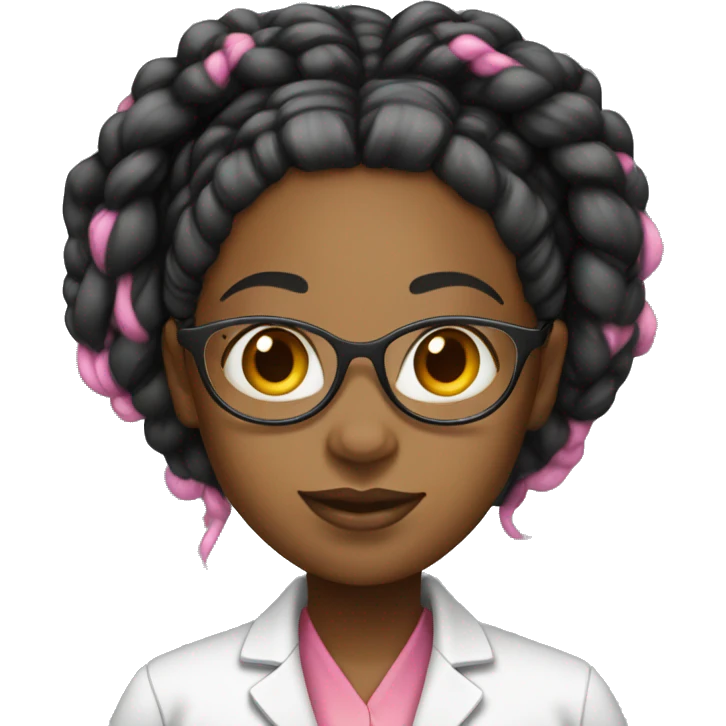 Black female scientist with box braids and pink accents emoji