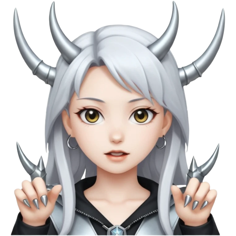 anime girl showing metal horns emoji