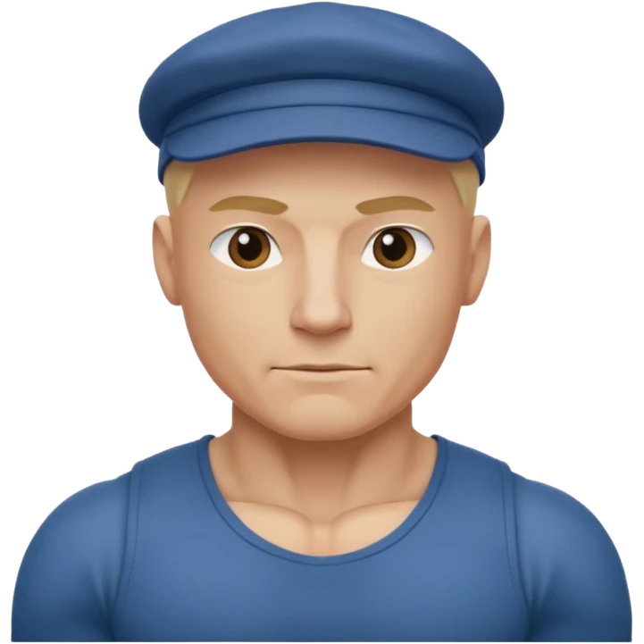 Homme fort blond chauve casquette emoji