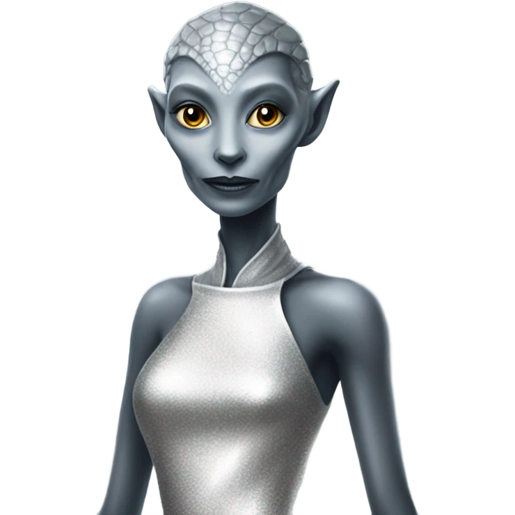 alien reptilian woman in silver dress emoji