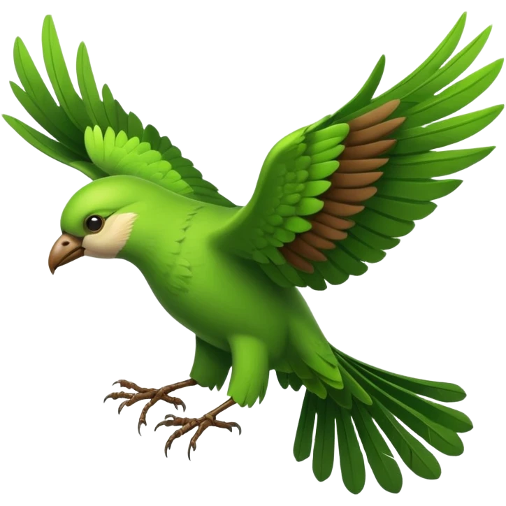 Green Bird flying with big wings made of leaves and branches  emoji