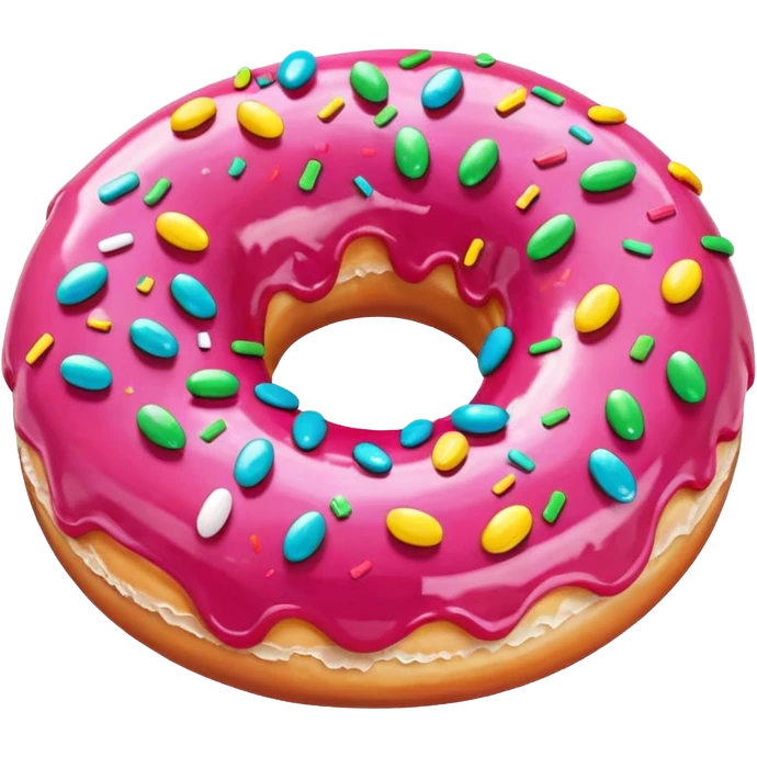 Pink glazed donut with sprinkles emoji