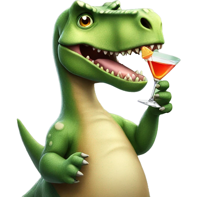 dinosaur holding a martini emoji