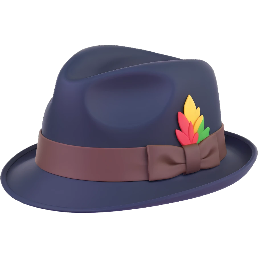 trilby hat from the front with slight shadow under brim emoji