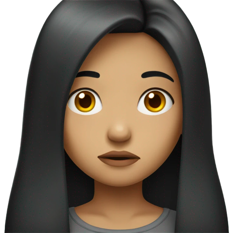 a girl with long black hair sad emotion emoji