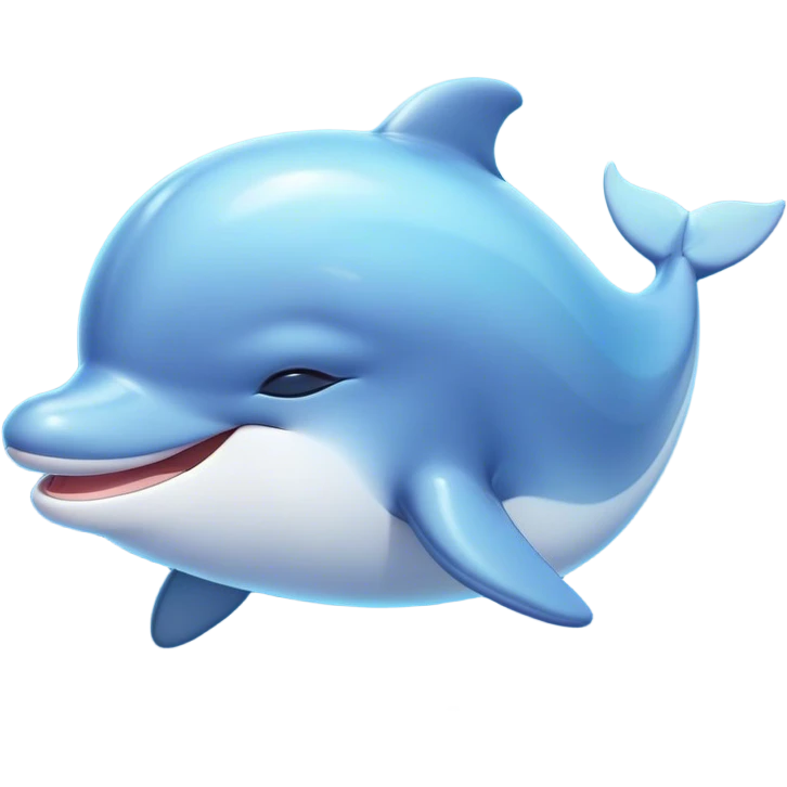 Meme-Worthy Cute Sleeping Dolphin Portrait Emoji, Head resting peacefully with a contented smile, showcasing a sleek, streamlined body and eyes gently closed in serene slumber, Simplified yet adorably endearing features, highly detailed, glowing with a soft, drowsy oceanic light, high shine, relaxed and utterly lovable, stylized with an air of playful laziness, soft glowing outline, capturing the essence of a sleeping dolphin that feels destined to become the next viral icon of adorable rest! emoji