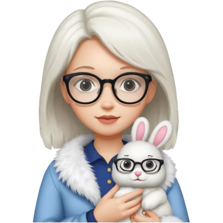 Girl with glasses → holding a toy rabbit emoji