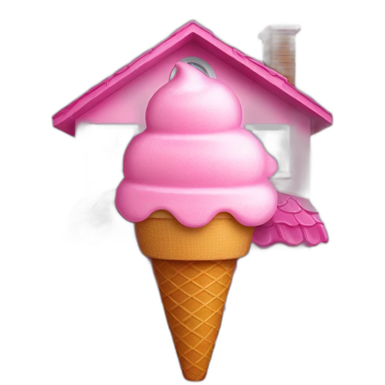 pink ice cream on top of house emoji